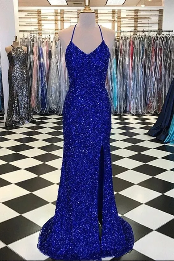 2025 Long Red Sequin Prom Evening Dress Mermaid Side Slit Wedding Guest Dress