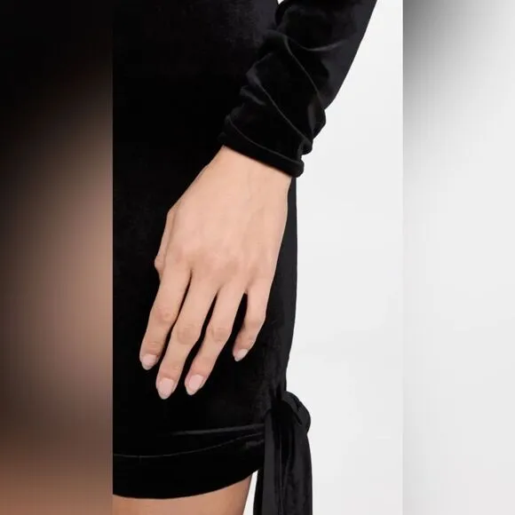 $248 LIKELY Revolve Welcox Mini Dress Black‎ velvet asymmetrical mockneck formal