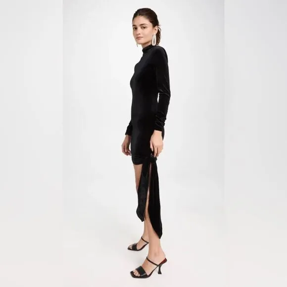 $248 LIKELY Revolve Welcox Mini Dress Black‎ velvet asymmetrical mockneck formal