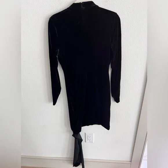 $248 LIKELY Revolve Welcox Mini Dress Black‎ velvet asymmetrical mockneck formal