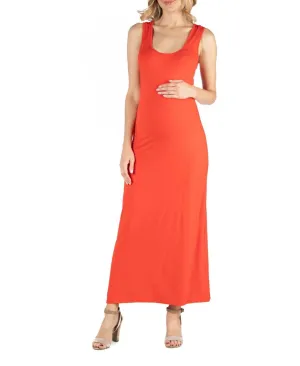 24seven Comfort Apparel Women Maternity Maxi Dress with Racerback Detail M020679