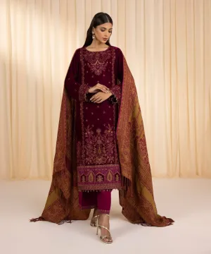 3 Piece - Embroidered Velvet Suit
