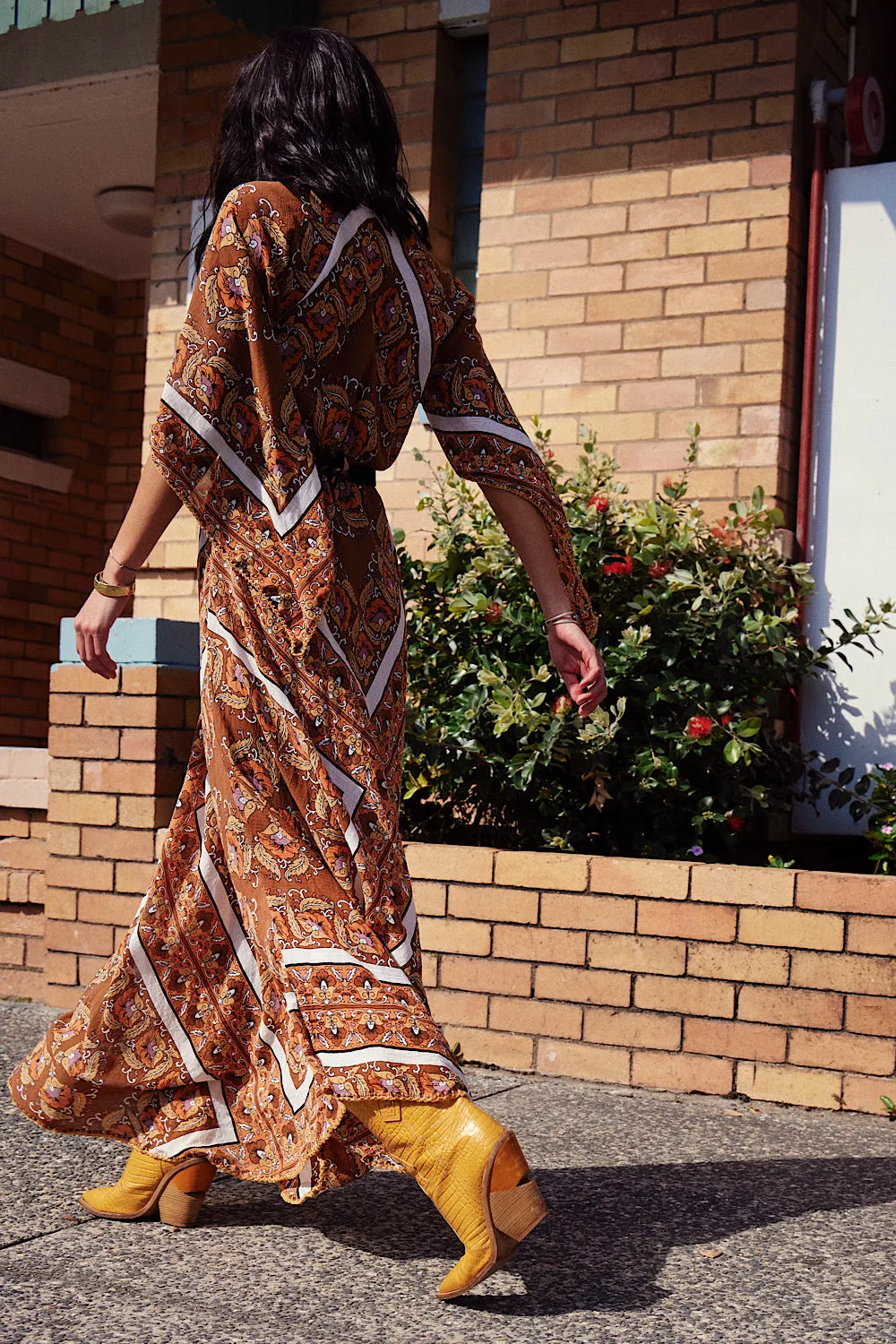 Alabama Getaway Maxi Caftan Dress - falling leaves