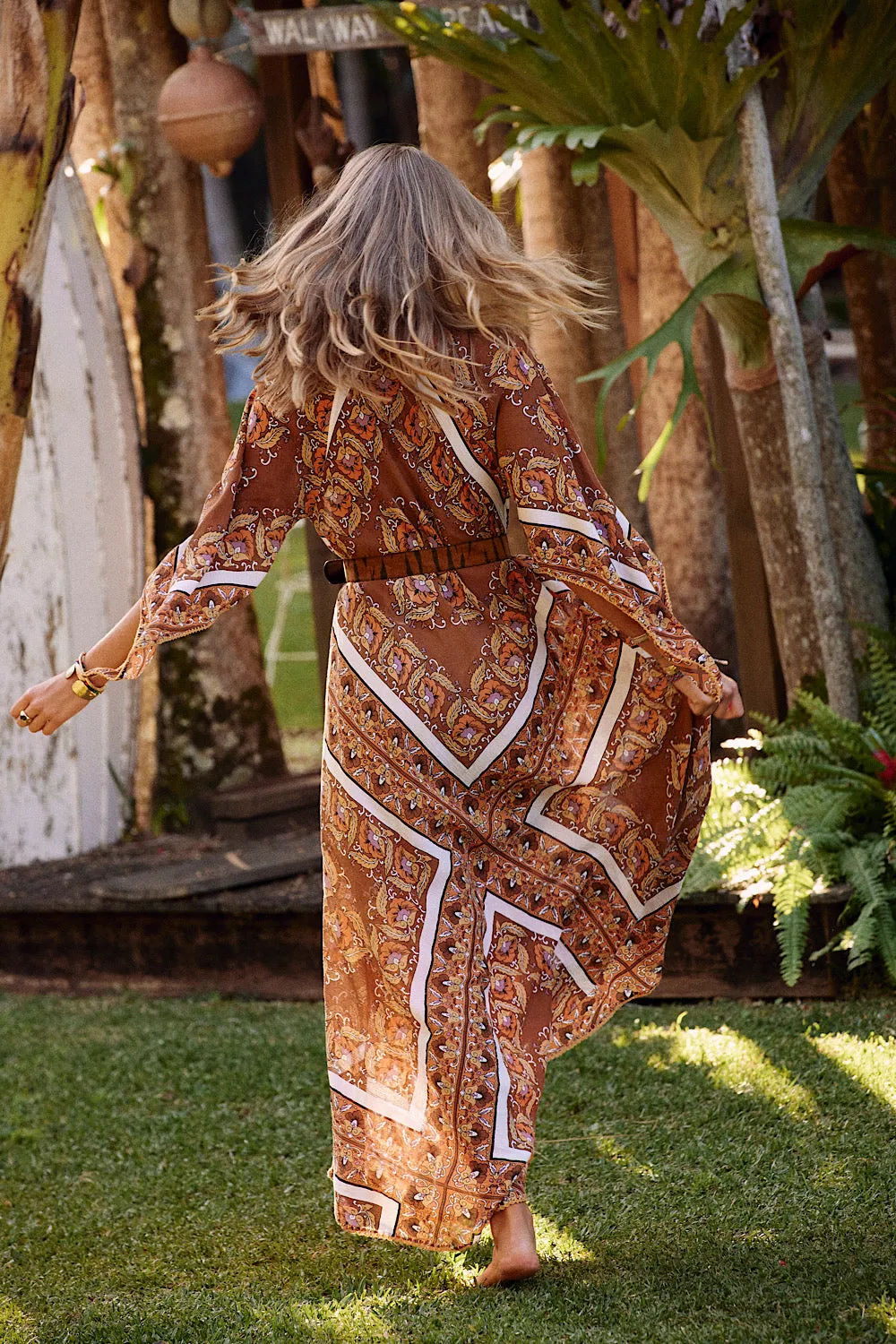 Alabama Getaway Maxi Caftan Dress - falling leaves