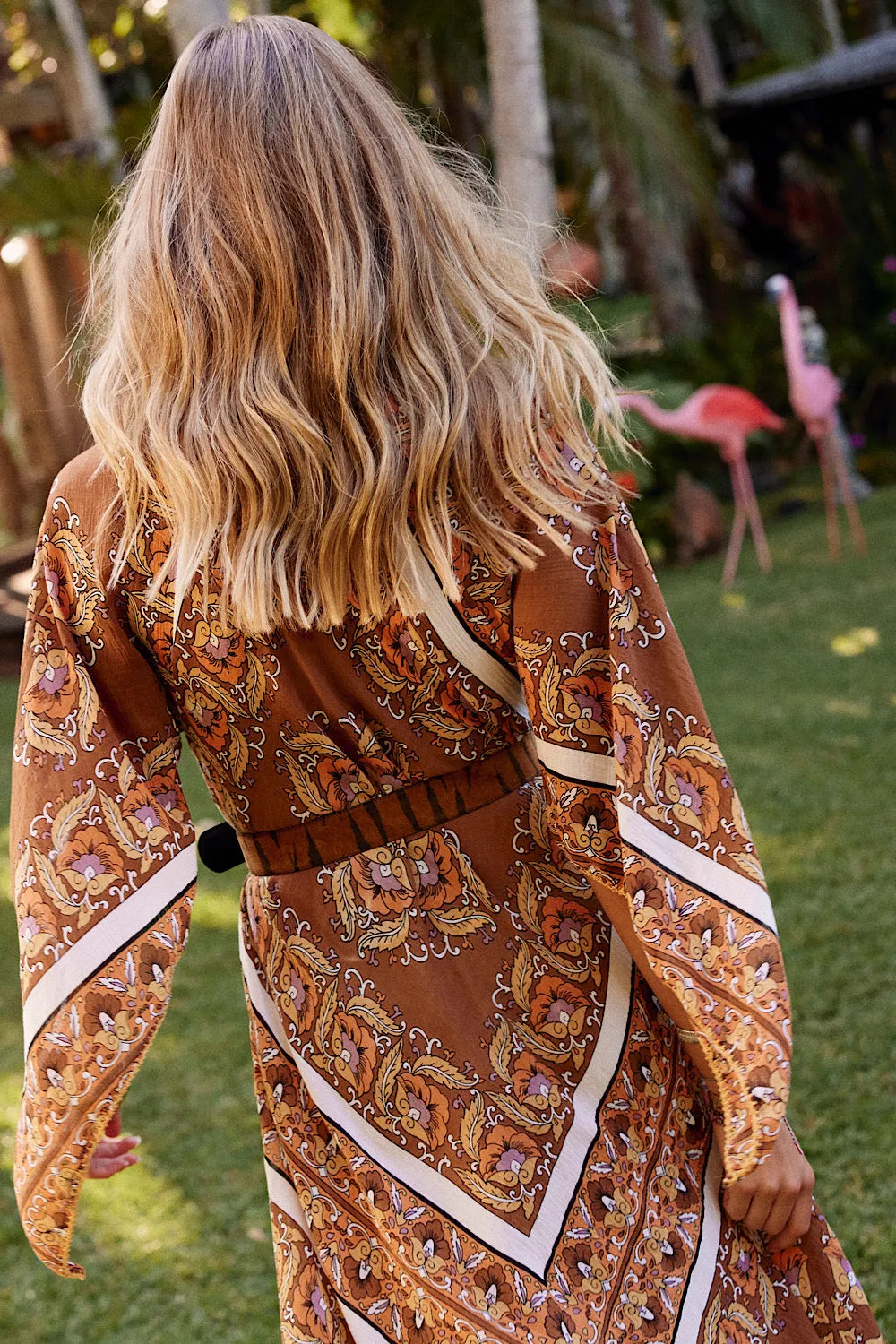 Alabama Getaway Maxi Caftan Dress - falling leaves