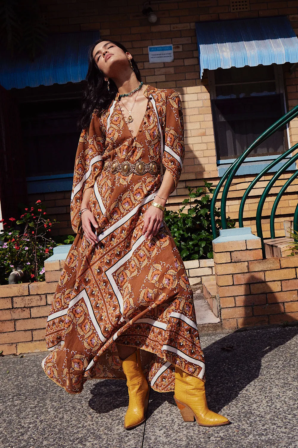 Alabama Getaway Maxi Caftan Dress - falling leaves