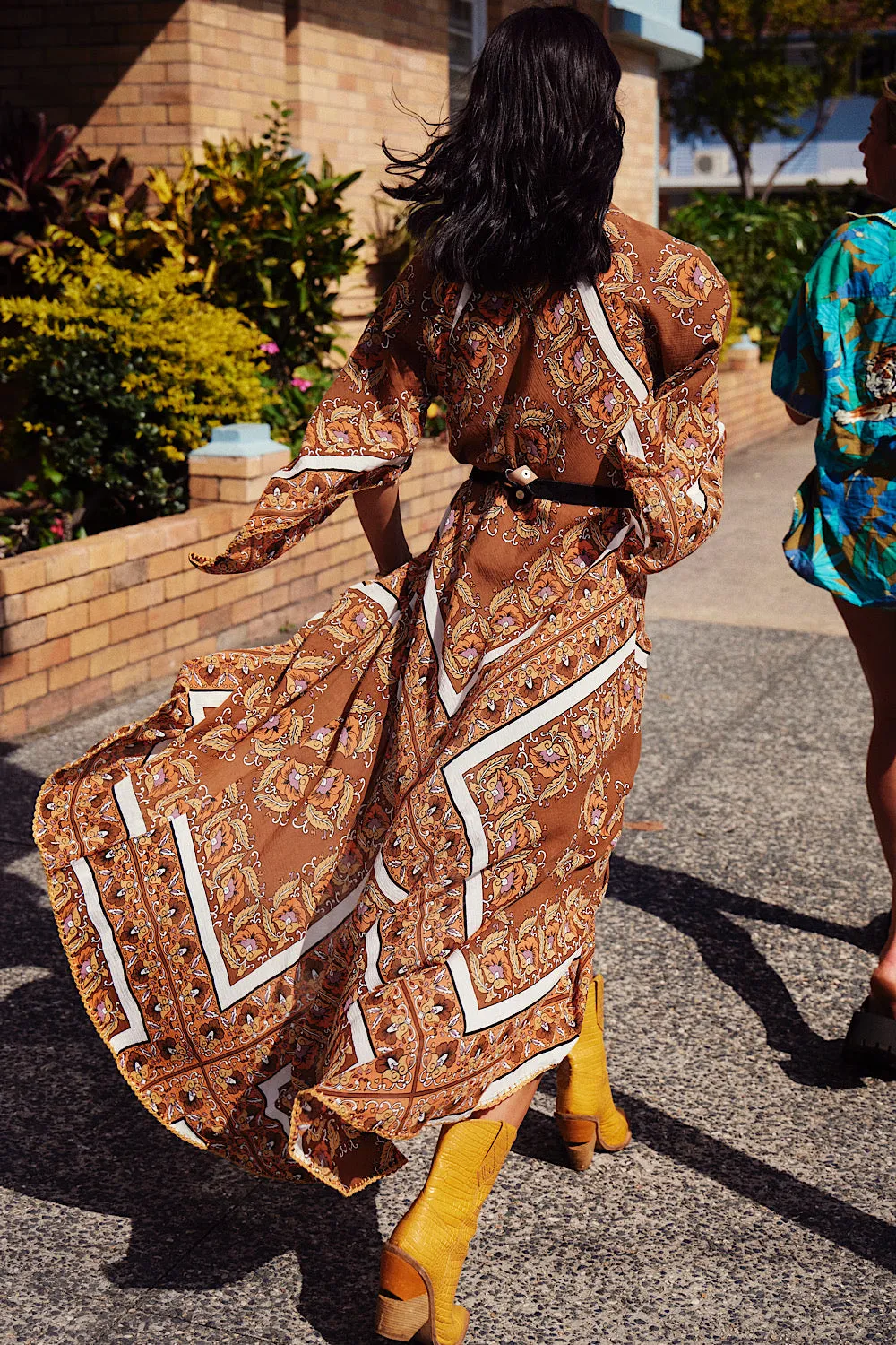 Alabama Getaway Maxi Caftan Dress - falling leaves