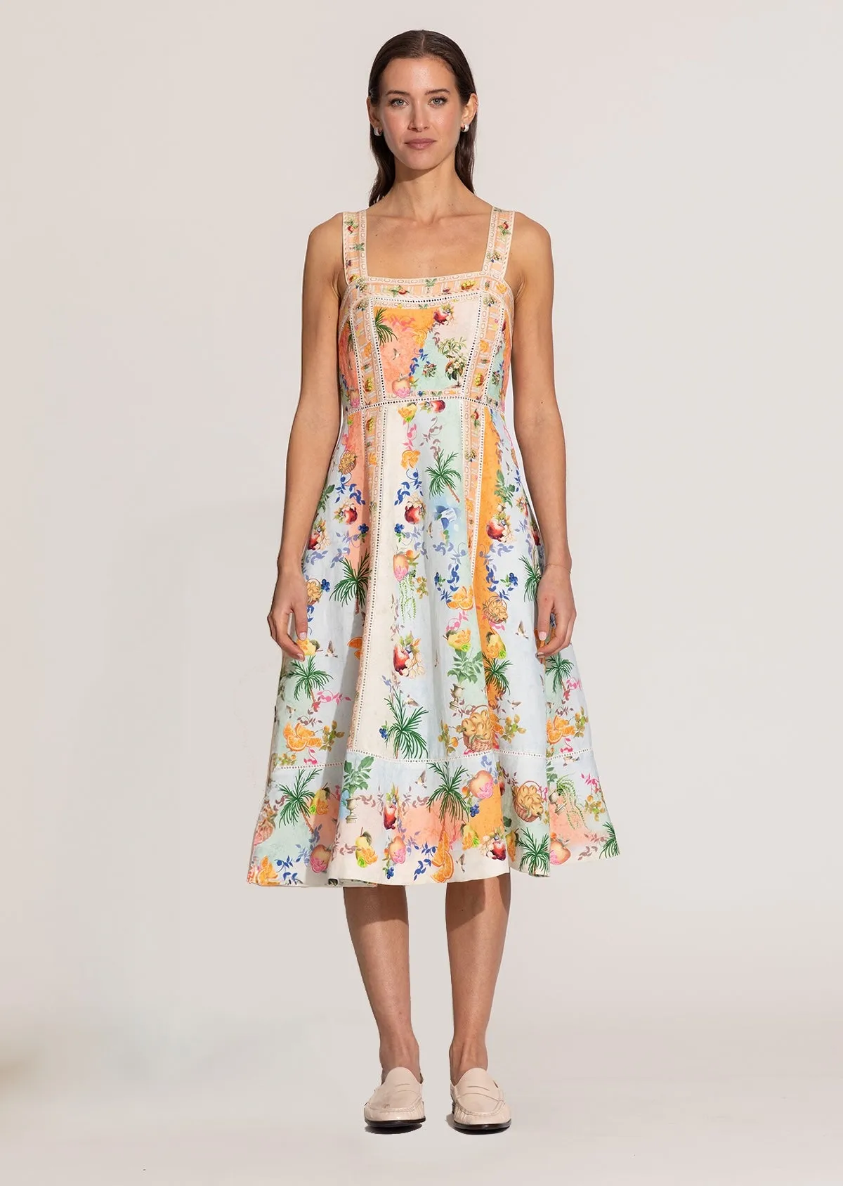 Alora multicolor panel midi dress