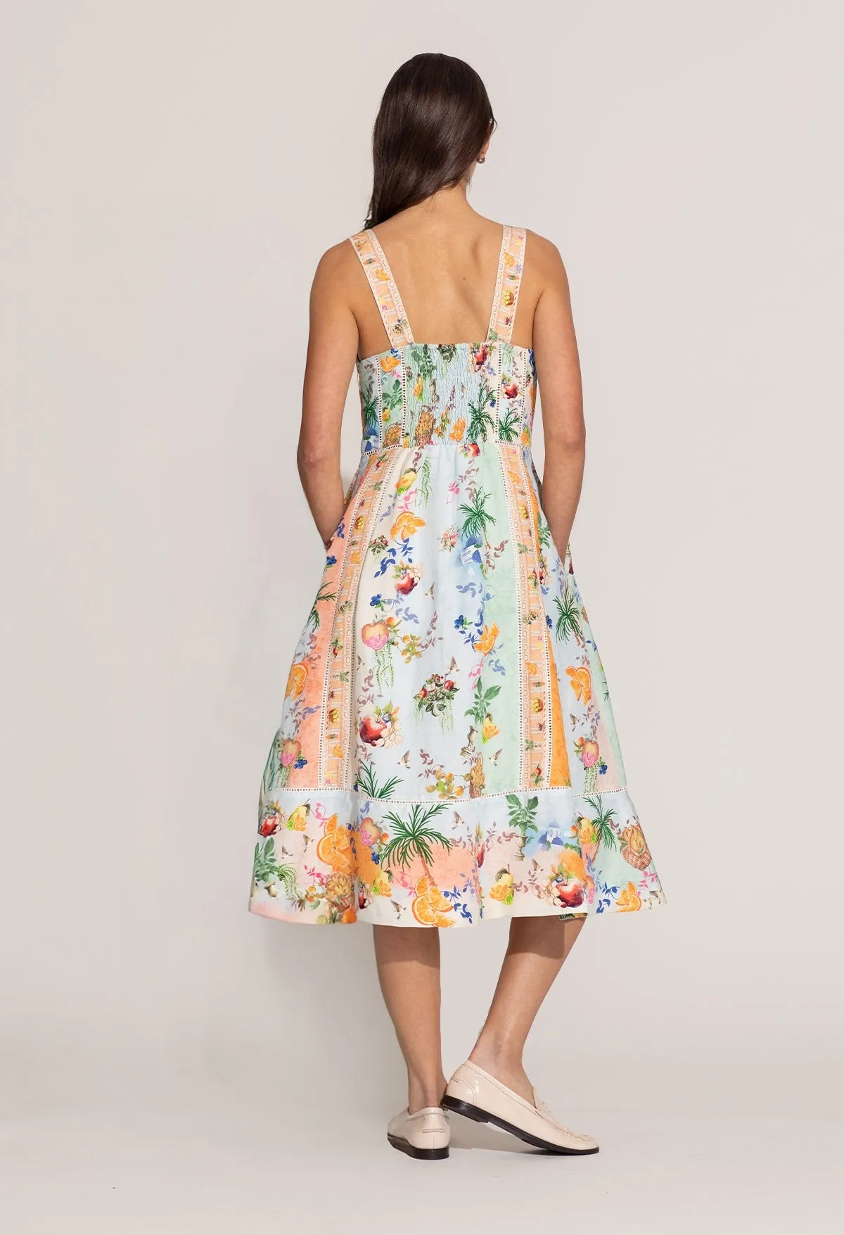 Alora multicolor panel midi dress