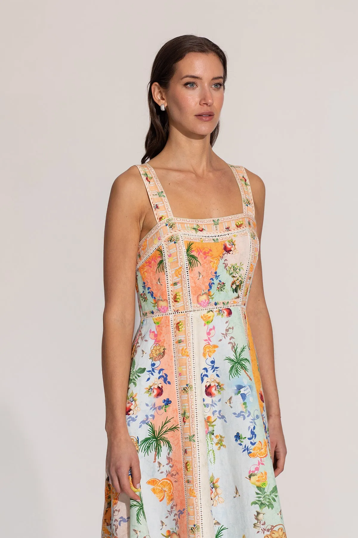 Alora multicolor panel midi dress