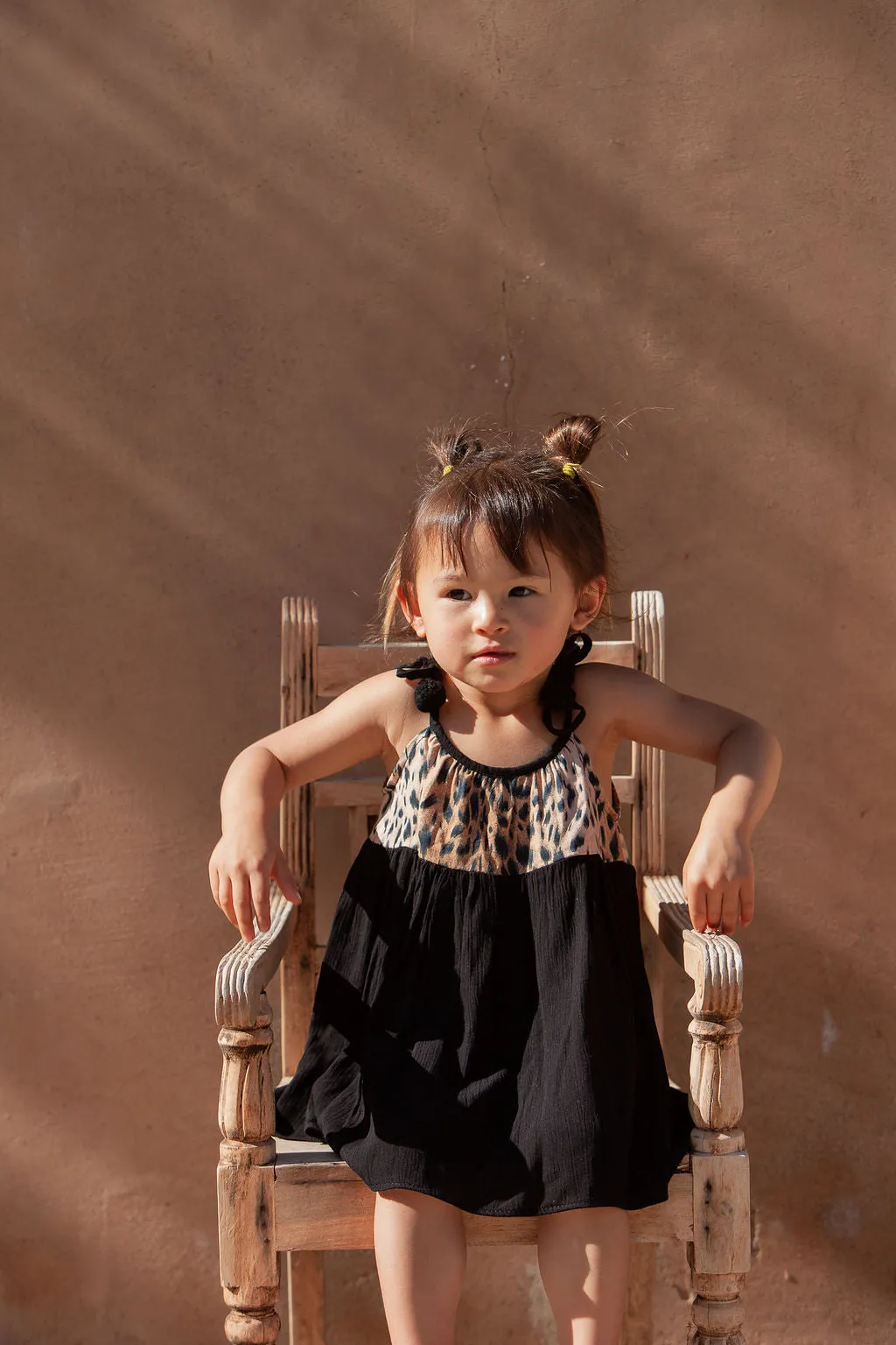 Animal Print Pom Pom Dress for Girls | Leolina