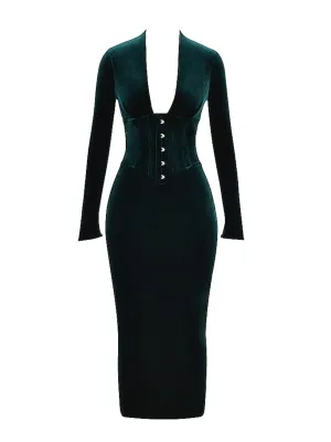 Arabella Forest Velvet Corset Dress