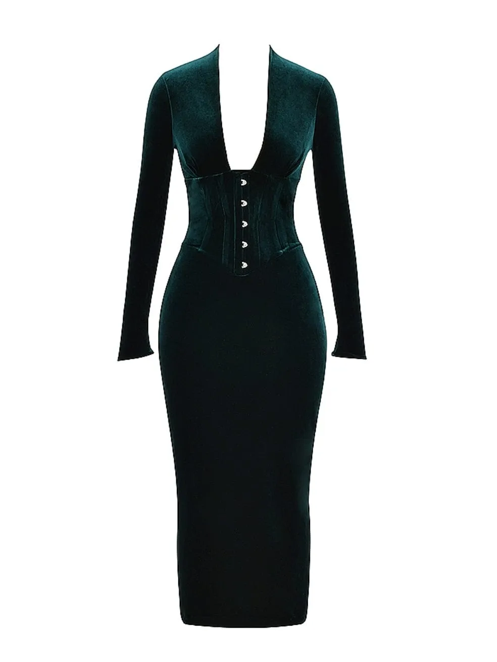 Arabella Forest Velvet Corset Dress