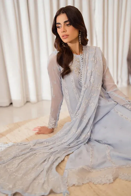 Azure Luxury Chiffon Embroidered Unstitched Collection Serenity Sky