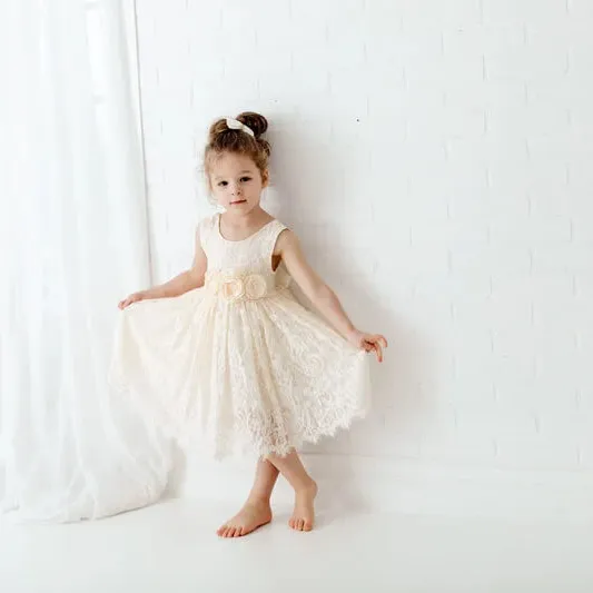 Baby Florence Flower Girl Dress - Vintage Ivory