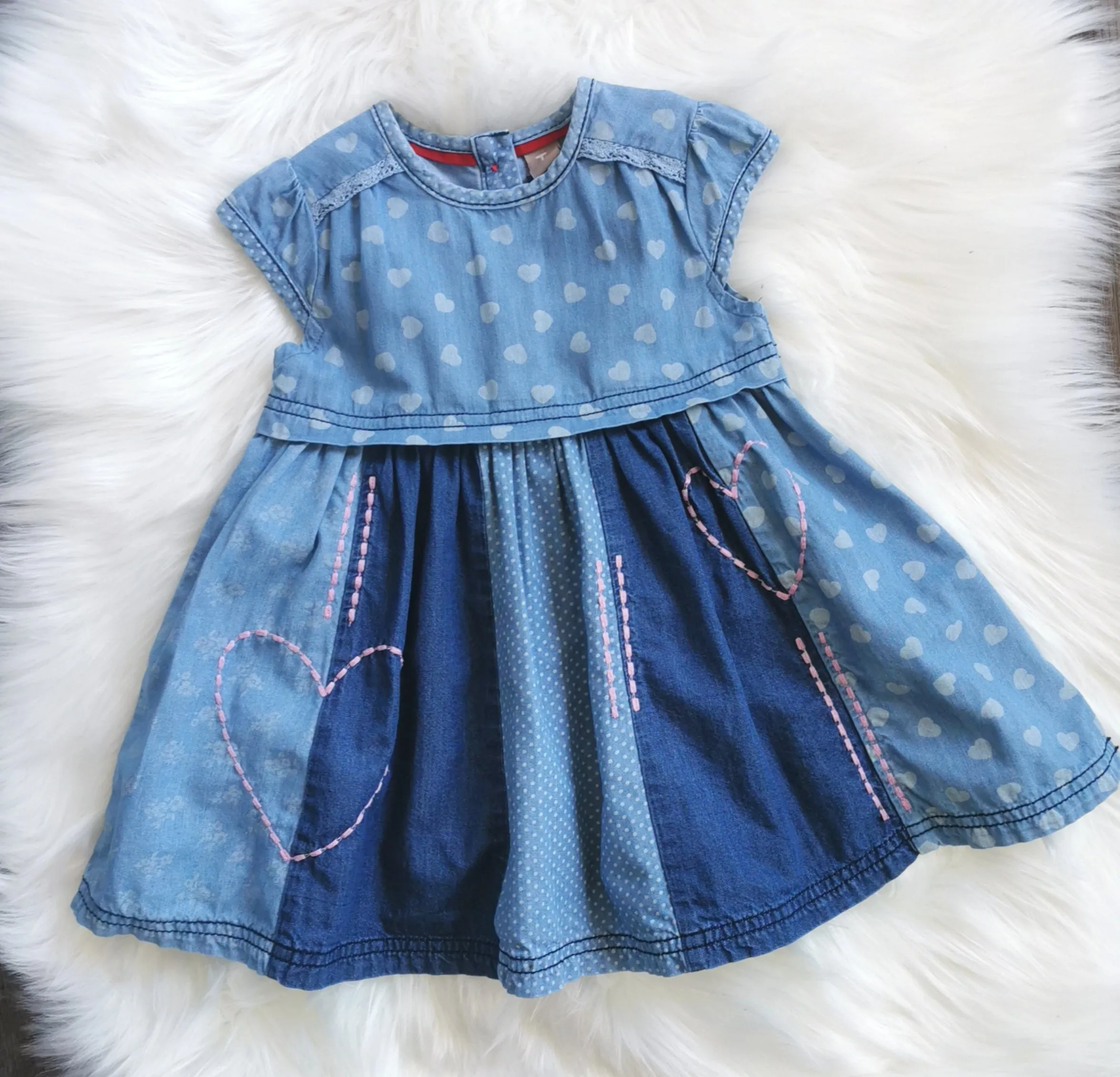 BABY GIRL SIZE 9/12 MONTHS - TU LITTLE SEEDS, Embroidered Empire Dress EUC B38