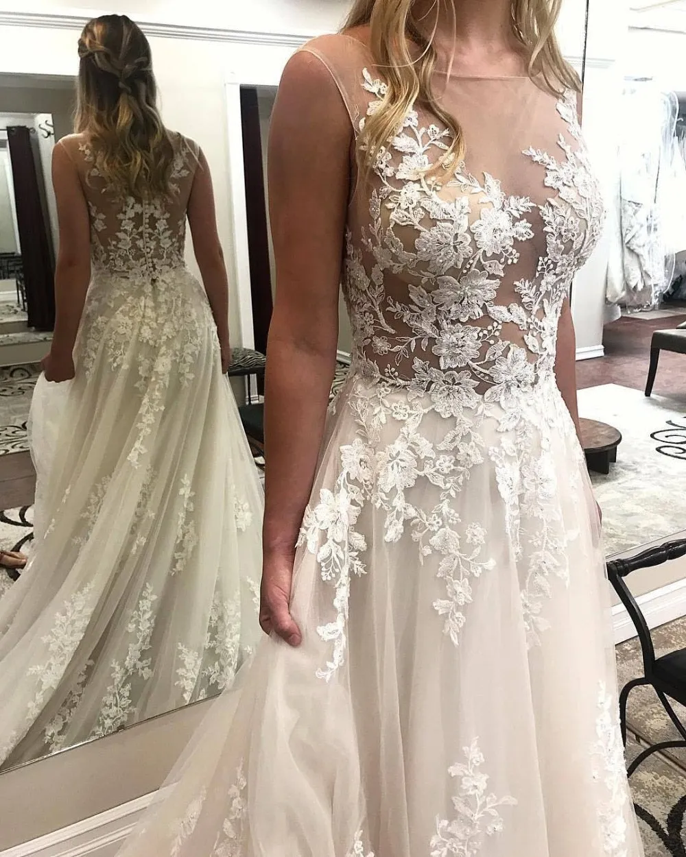 Beautiful Beach Wedding Dress Tulle With Appliques A Line Boho Inspired Free Shipping