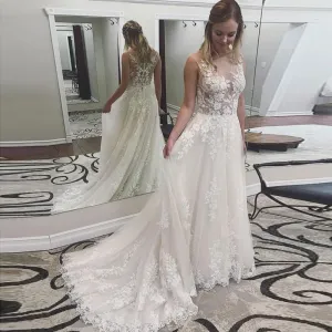 Beautiful Beach Wedding Dress Tulle With Appliques A Line Boho Inspired Free Shipping