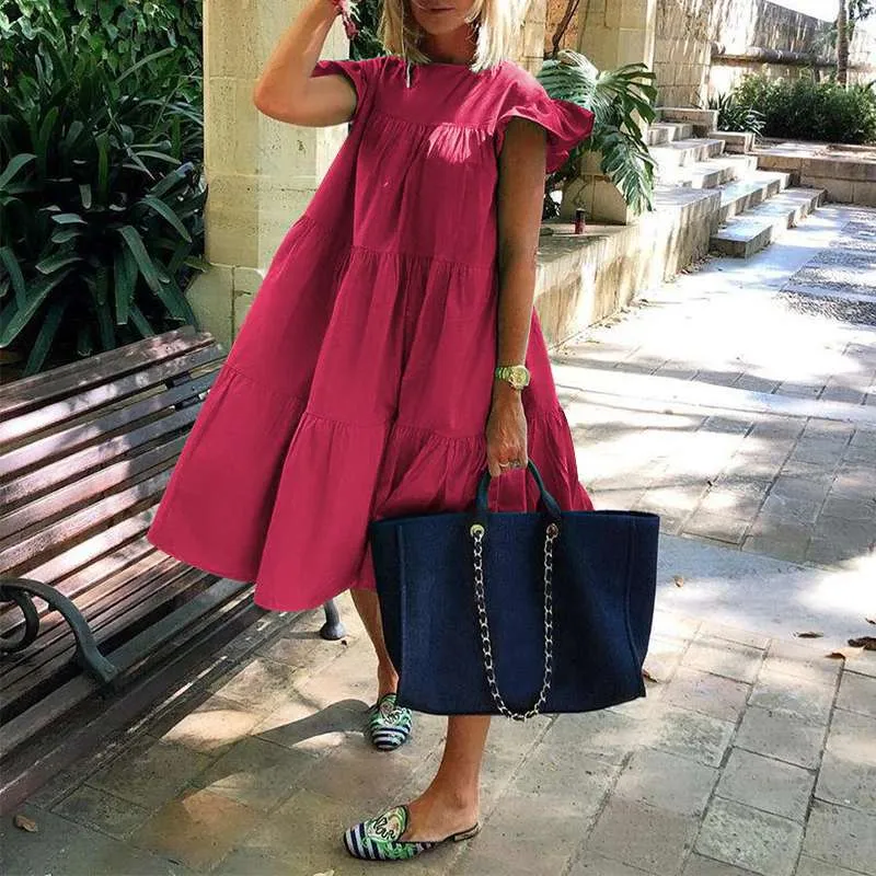 BerryBetty - Summer Dress Women Summer Sundress Holiay Vintage Ruffled Party Dresses Casual Vestidos Femme Robe Plus Size Robe