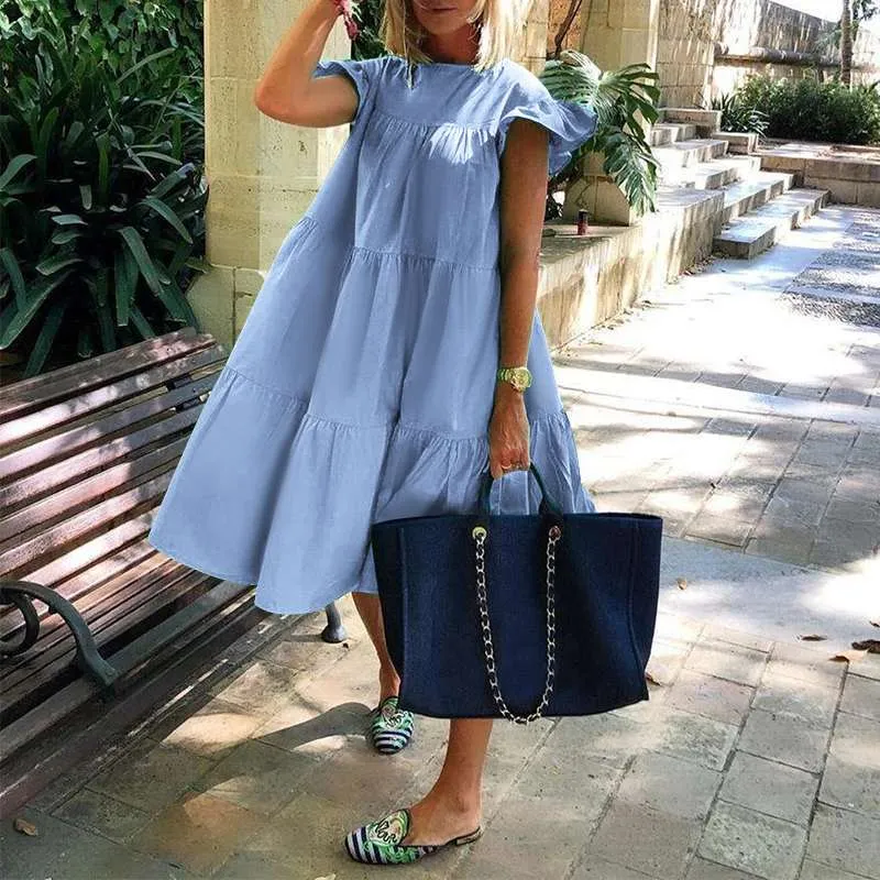 BerryBetty - Summer Dress Women Summer Sundress Holiay Vintage Ruffled Party Dresses Casual Vestidos Femme Robe Plus Size Robe