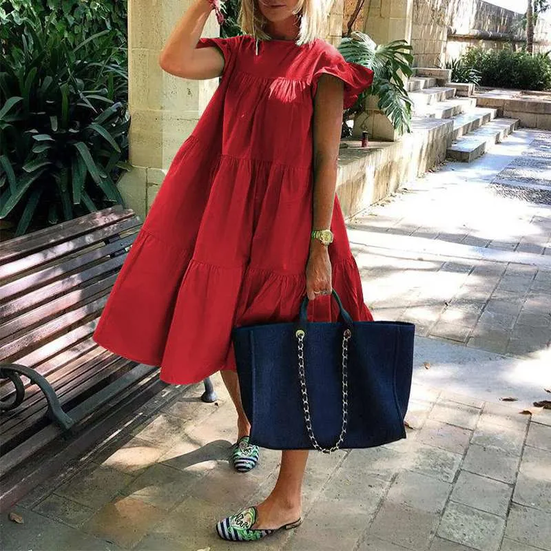 BerryBetty - Summer Dress Women Summer Sundress Holiay Vintage Ruffled Party Dresses Casual Vestidos Femme Robe Plus Size Robe
