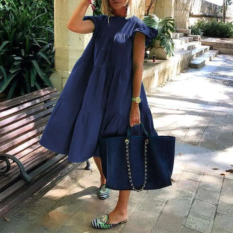 BerryBetty - Summer Dress Women Summer Sundress Holiay Vintage Ruffled Party Dresses Casual Vestidos Femme Robe Plus Size Robe