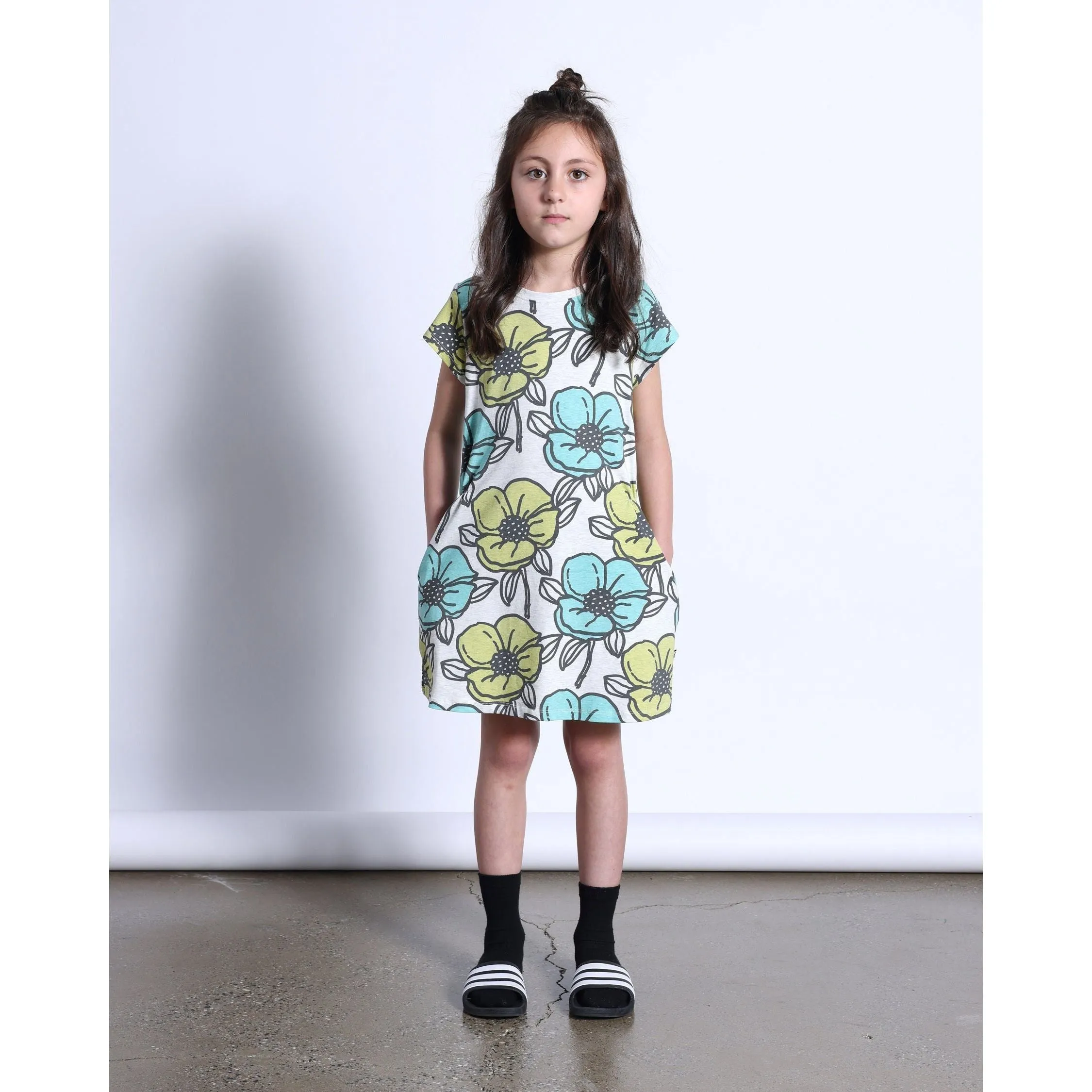 Big Flowers Dress- White Marle
