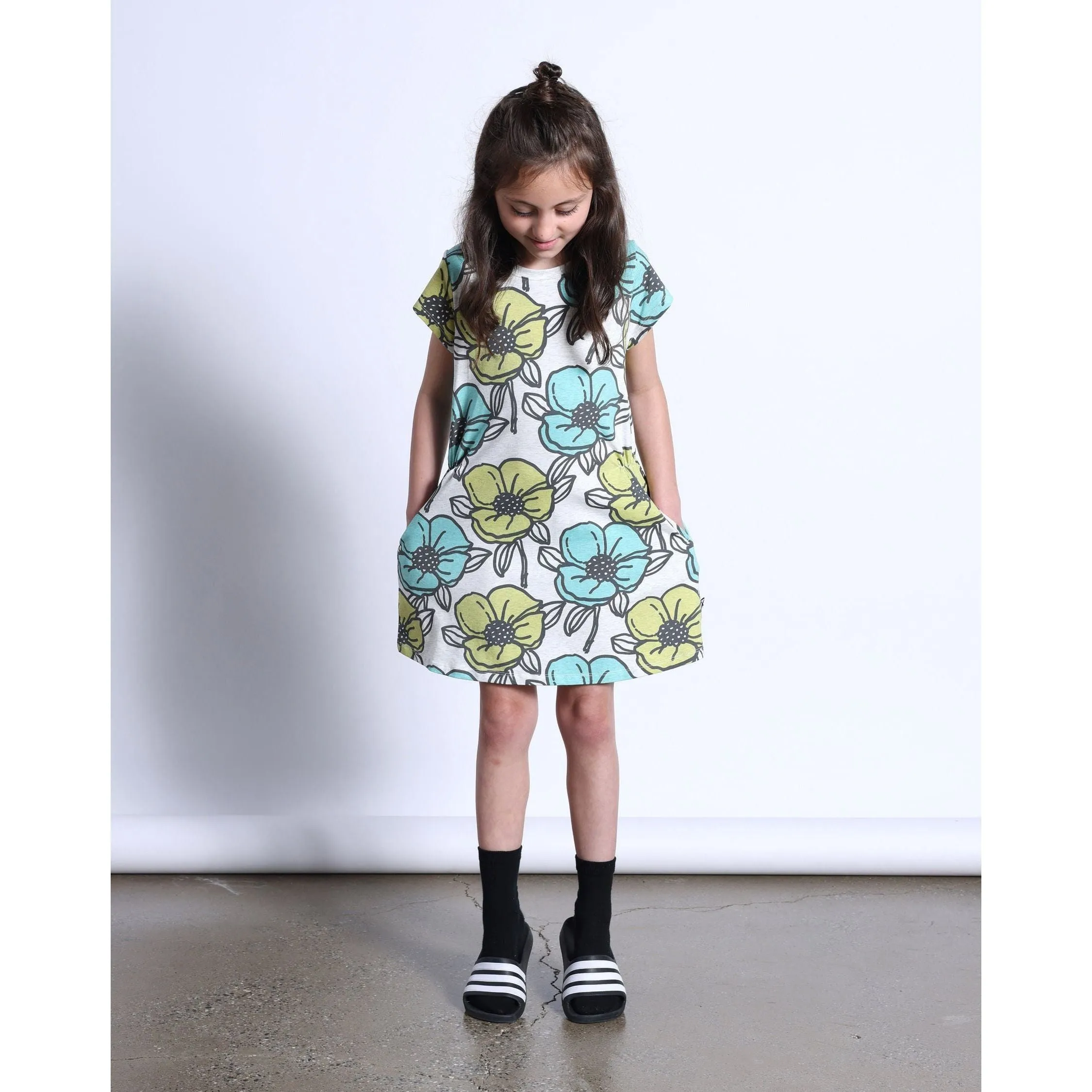 Big Flowers Dress- White Marle