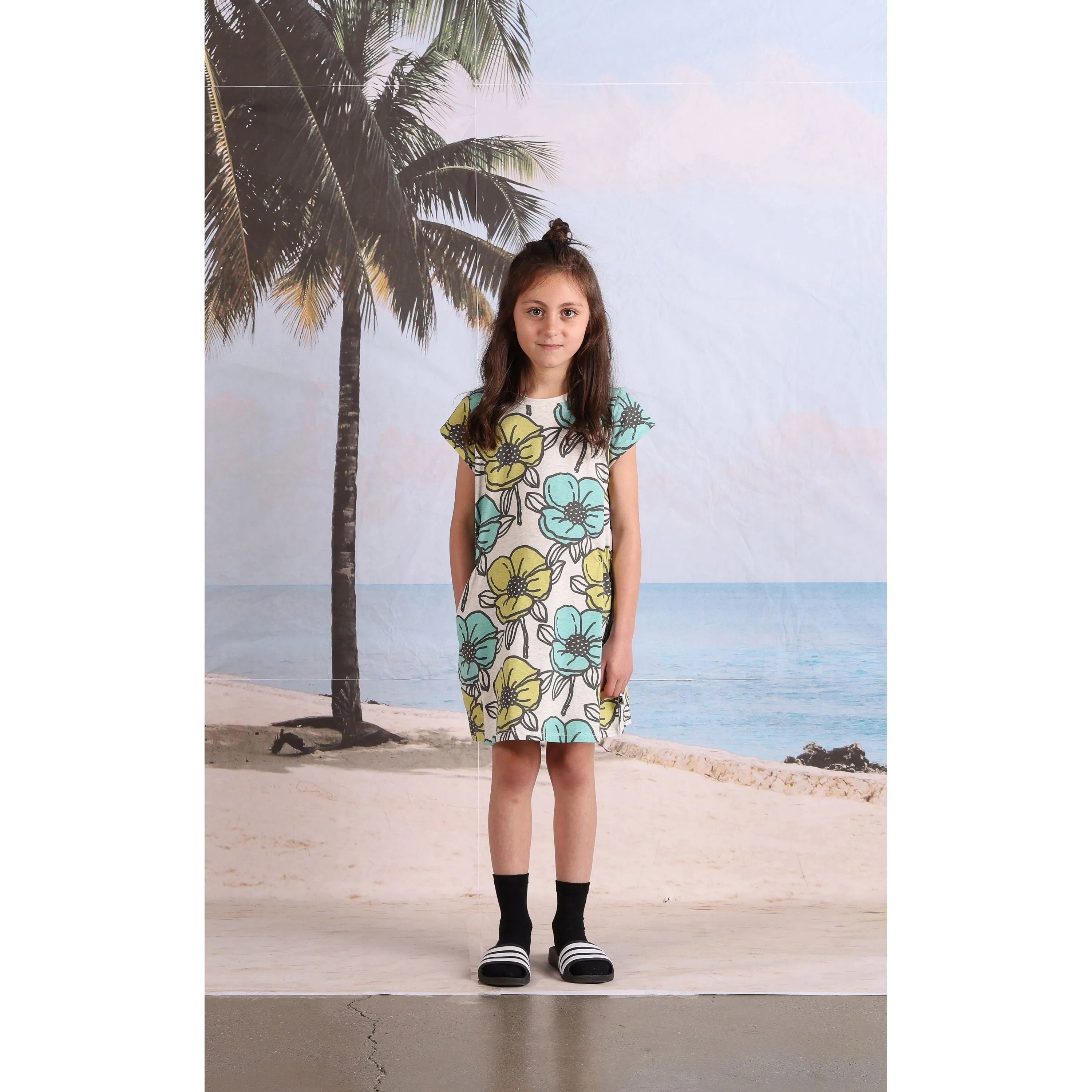 Big Flowers Dress- White Marle