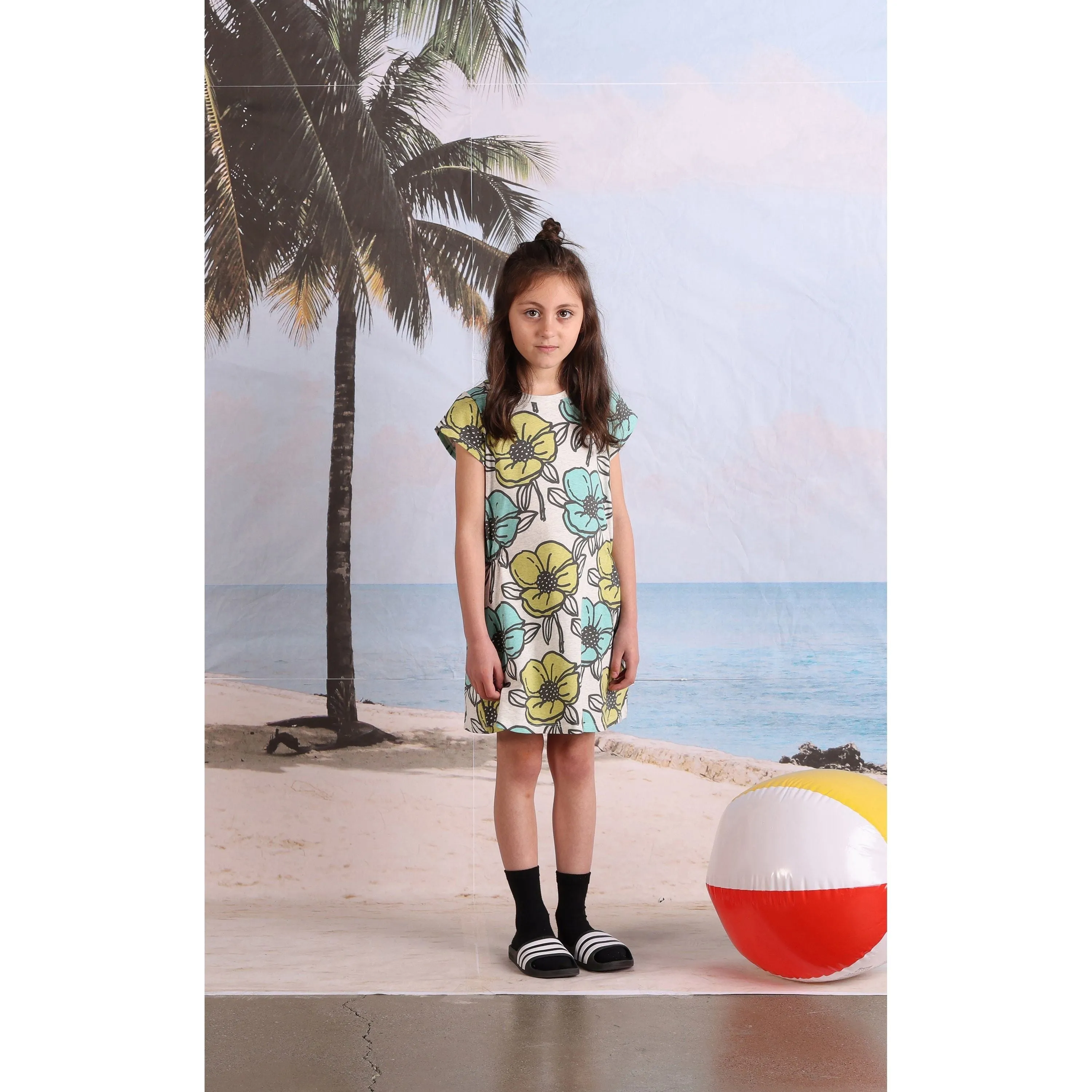 Big Flowers Dress- White Marle