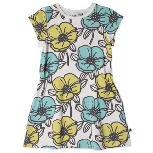Big Flowers Dress- White Marle