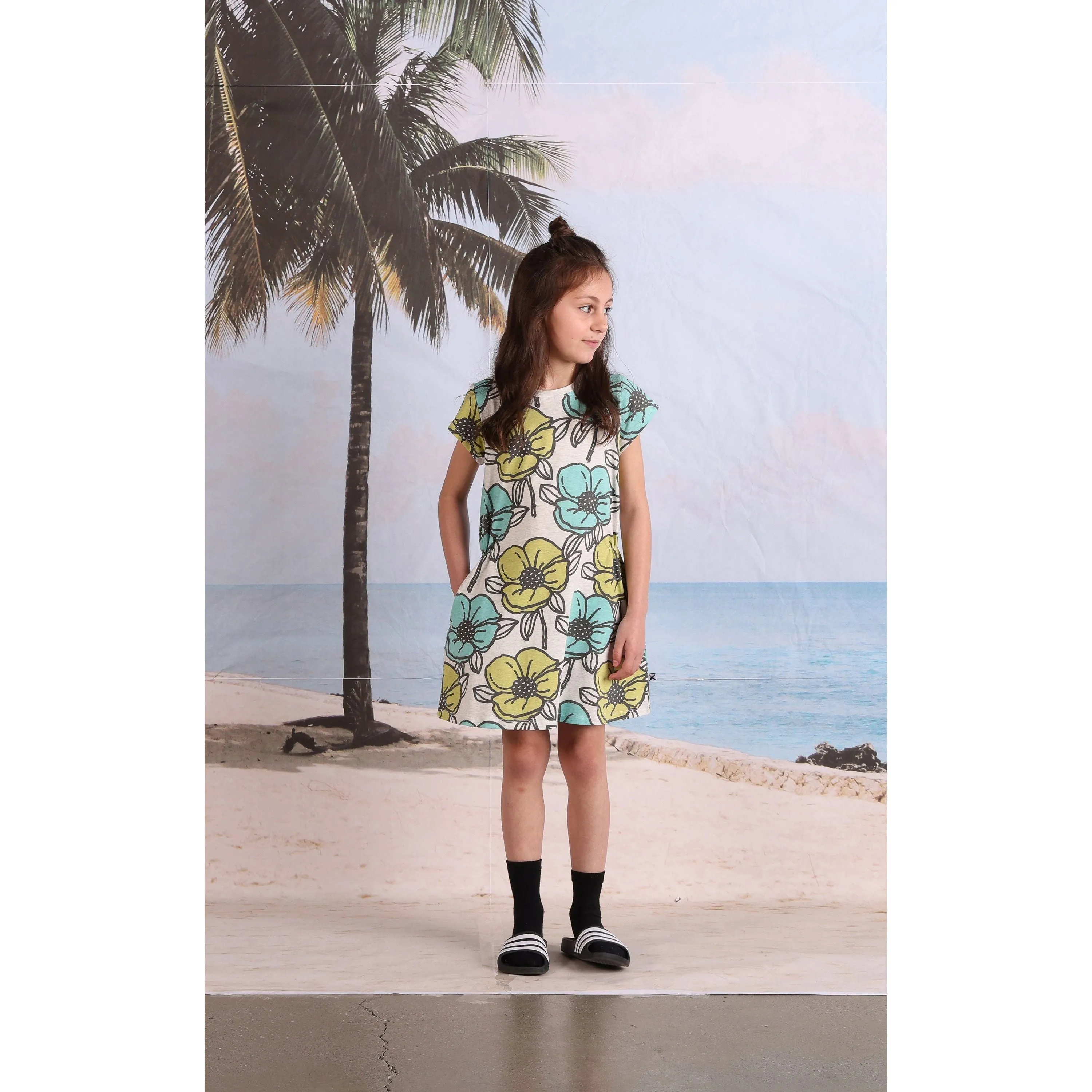 Big Flowers Dress- White Marle