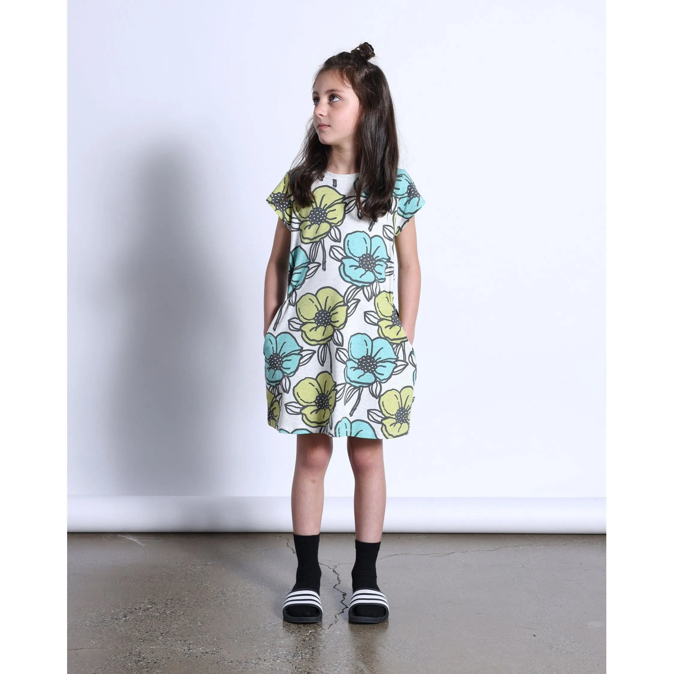 Big Flowers Dress- White Marle
