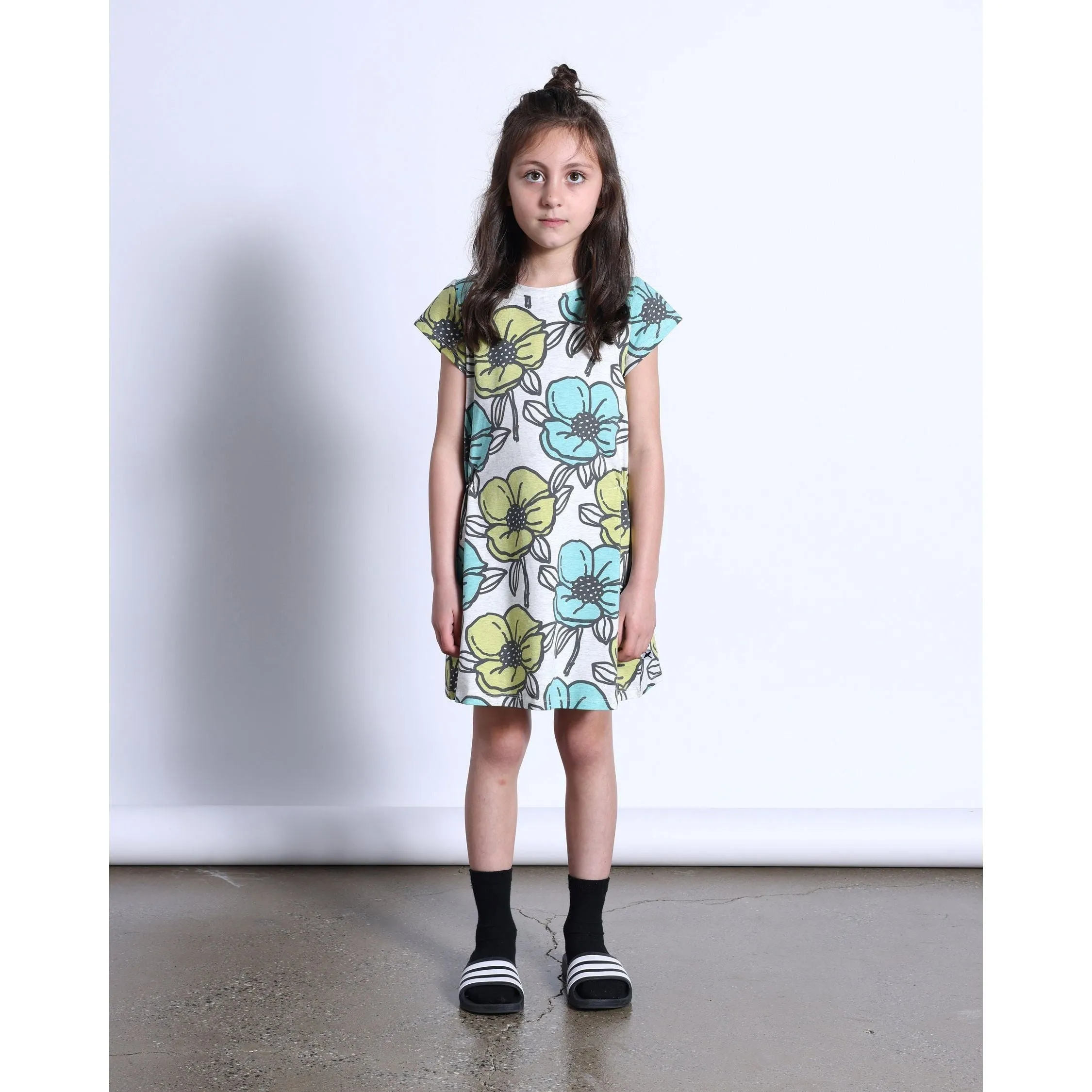 Big Flowers Dress- White Marle
