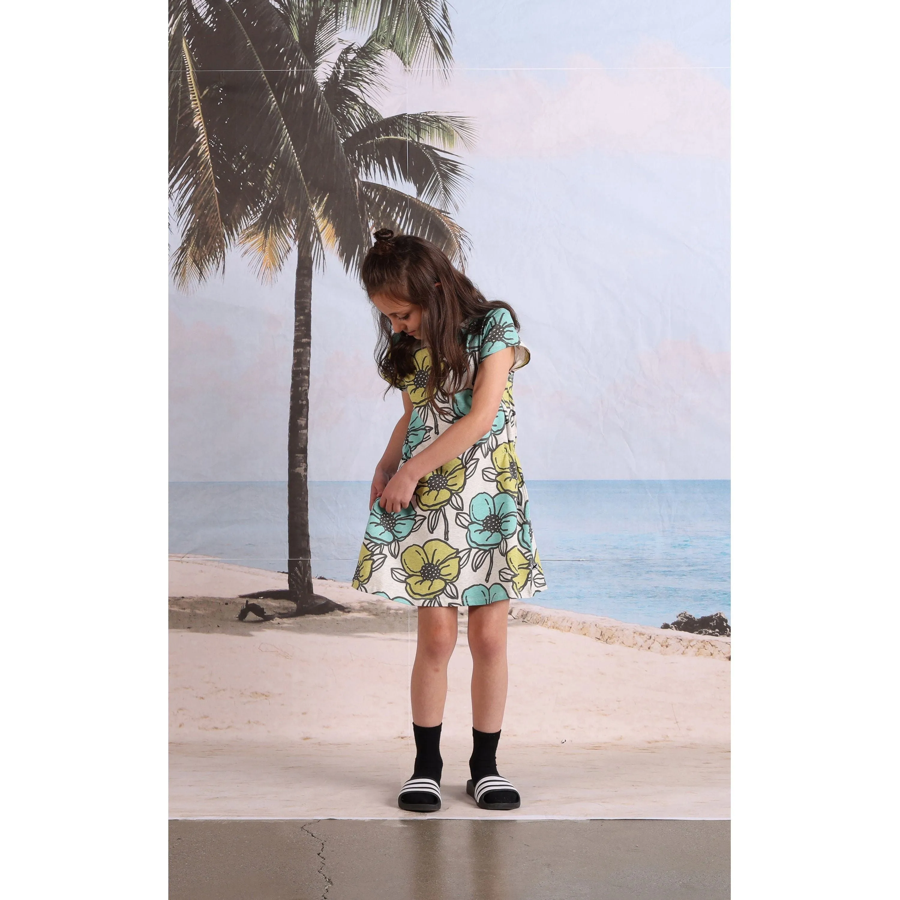 Big Flowers Dress- White Marle
