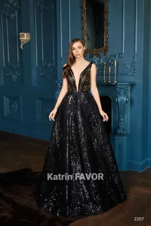 Black and lace dress Sequin evening wedding dress