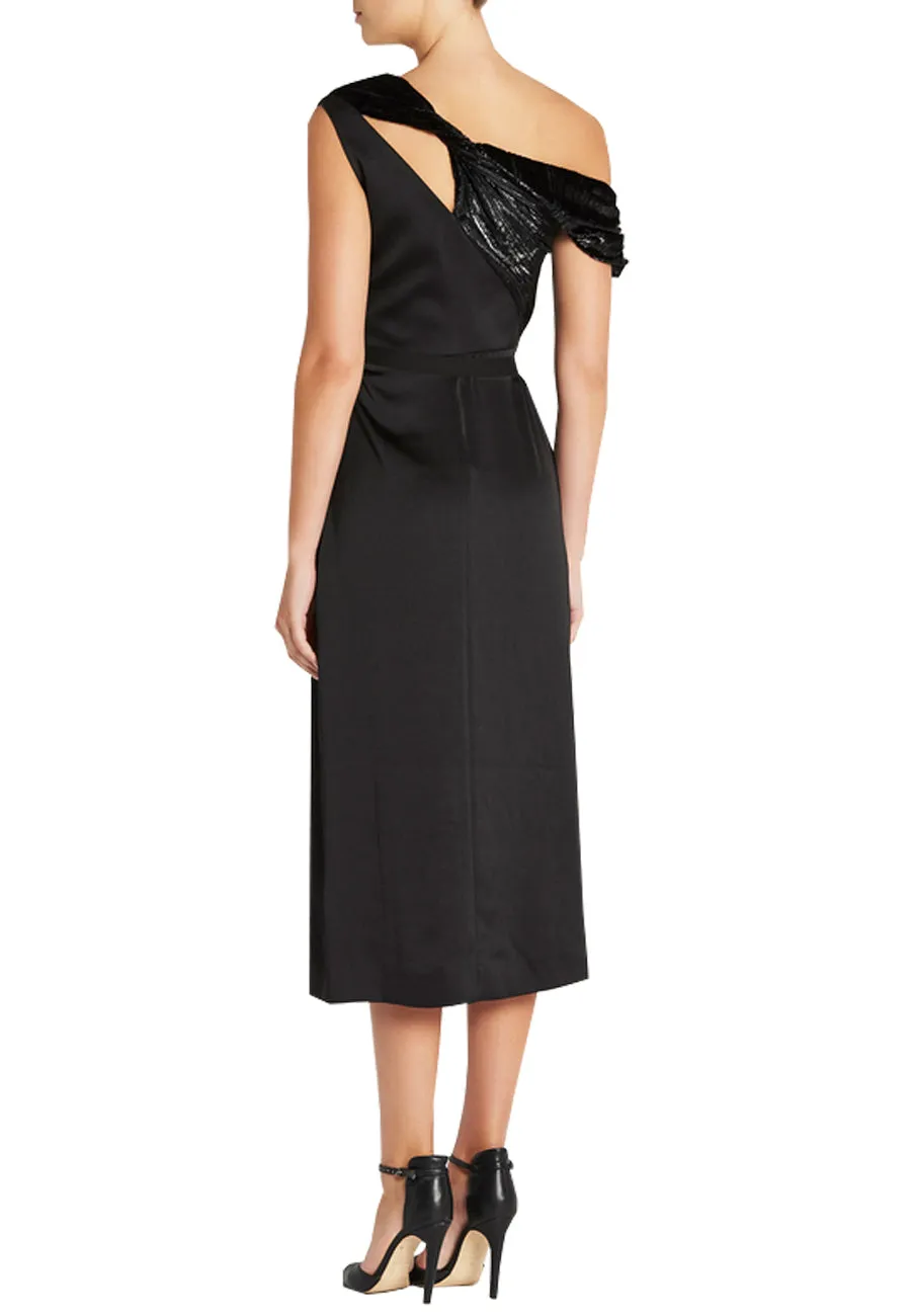 Black On & Off One Shoulder Lurex Midi Dress (UK 8)