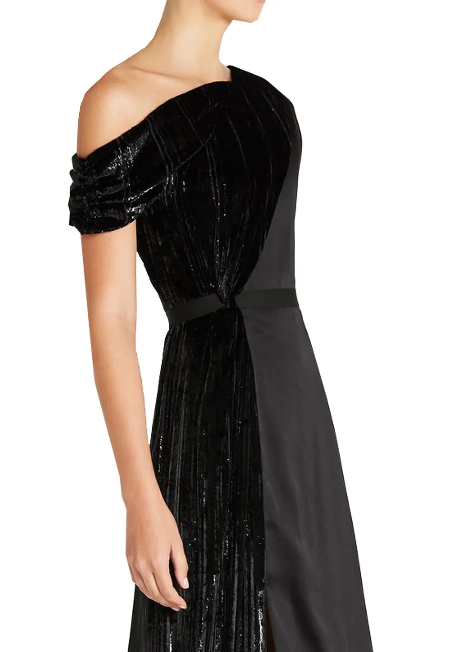 Black On & Off One Shoulder Lurex Midi Dress (UK 8)