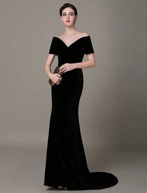 Black Prom Dresses 2021 Long Mermaid Velvet Evening Dress Vintage Lady Gaga Red Carpet Dress Milanoo Wedding Guest Dress