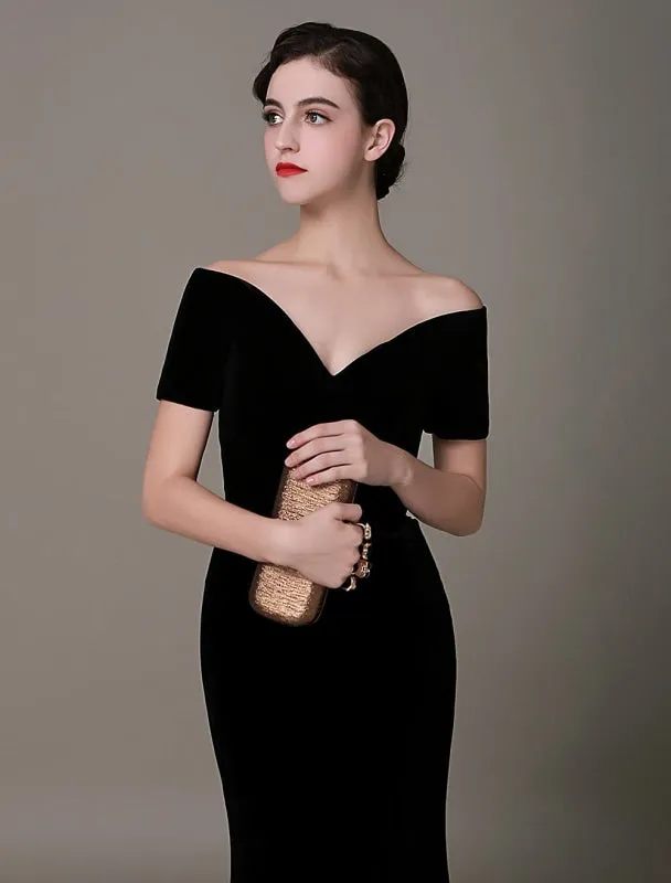 Black Prom Dresses 2021 Long Mermaid Velvet Evening Dress Vintage Lady Gaga Red Carpet Dress Milanoo Wedding Guest Dress