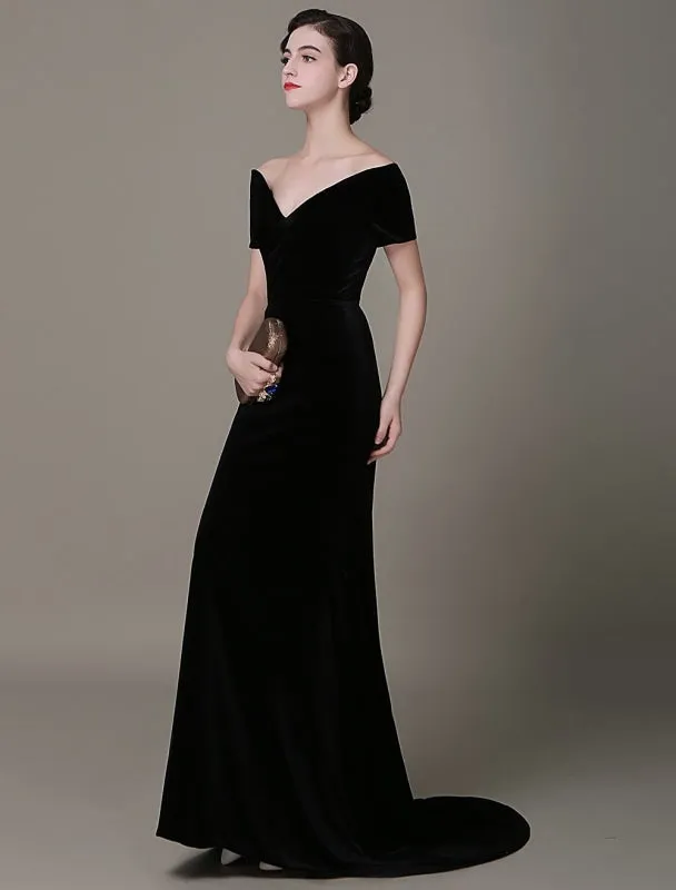 Black Prom Dresses 2021 Long Mermaid Velvet Evening Dress Vintage Lady Gaga Red Carpet Dress Milanoo Wedding Guest Dress