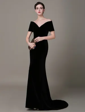Black Prom Dresses 2021 Long Mermaid Velvet Evening Dress Vintage Lady Gaga Red Carpet Dress Milanoo Wedding Guest Dress