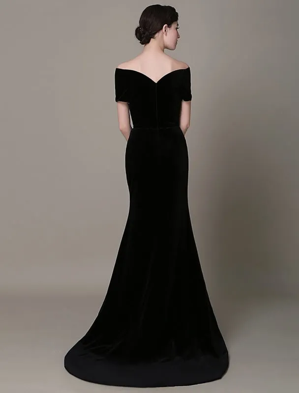 Black Prom Dresses 2021 Long Mermaid Velvet Evening Dress Vintage Lady Gaga Red Carpet Dress Milanoo Wedding Guest Dress