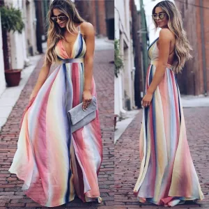 Bohemian Backless Colorful Dresses