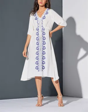 Bohemian Embroidered Dress Maxi Dress