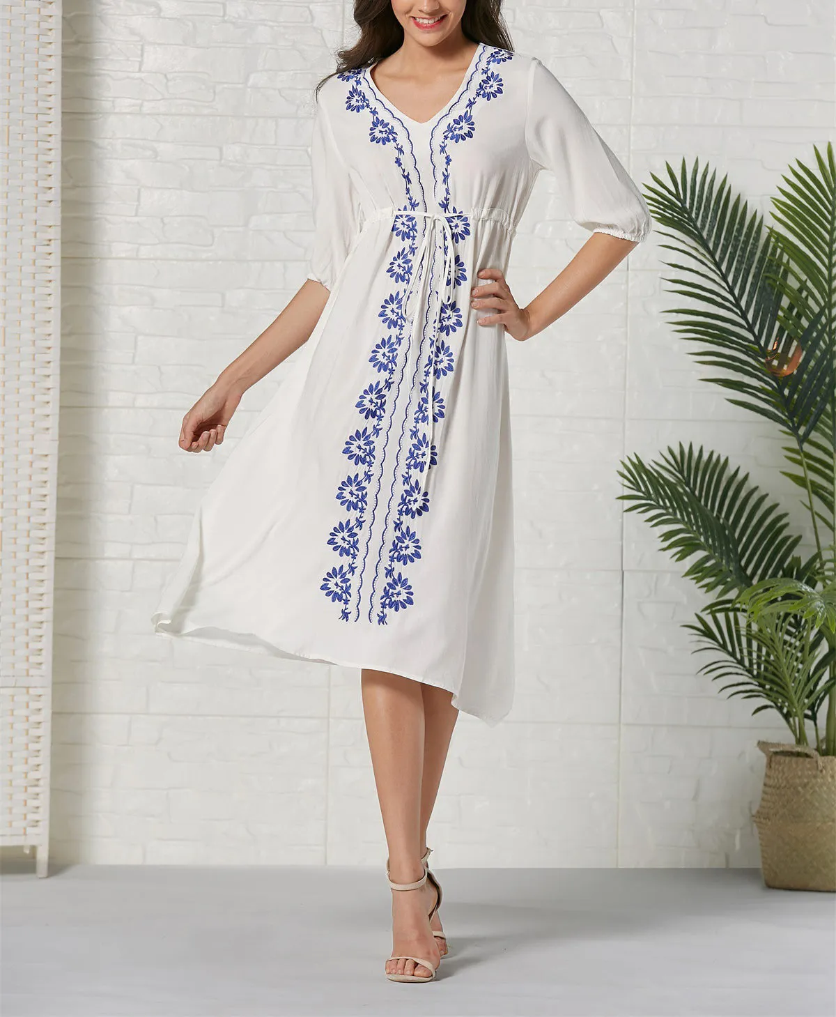 Bohemian Embroidered Dress Maxi Dress