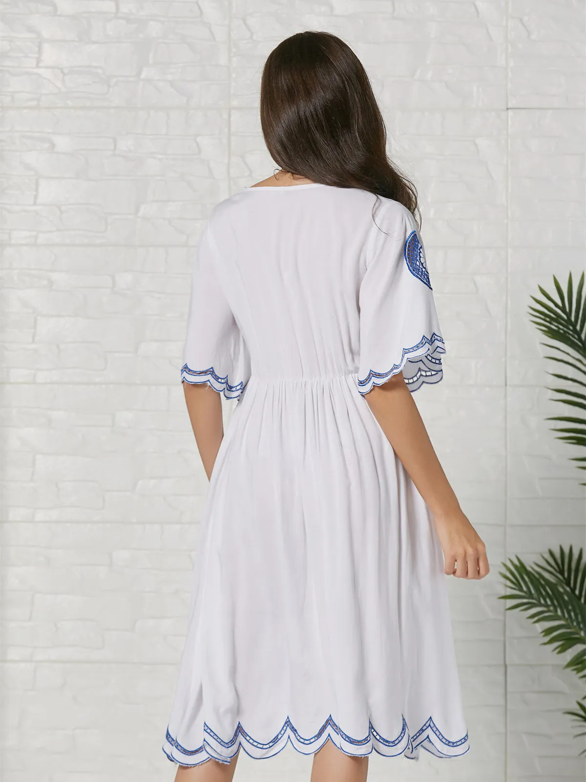 Bohemian Embroidered Midi Dress