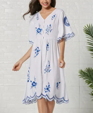 Bohemian Embroidered Midi Dress