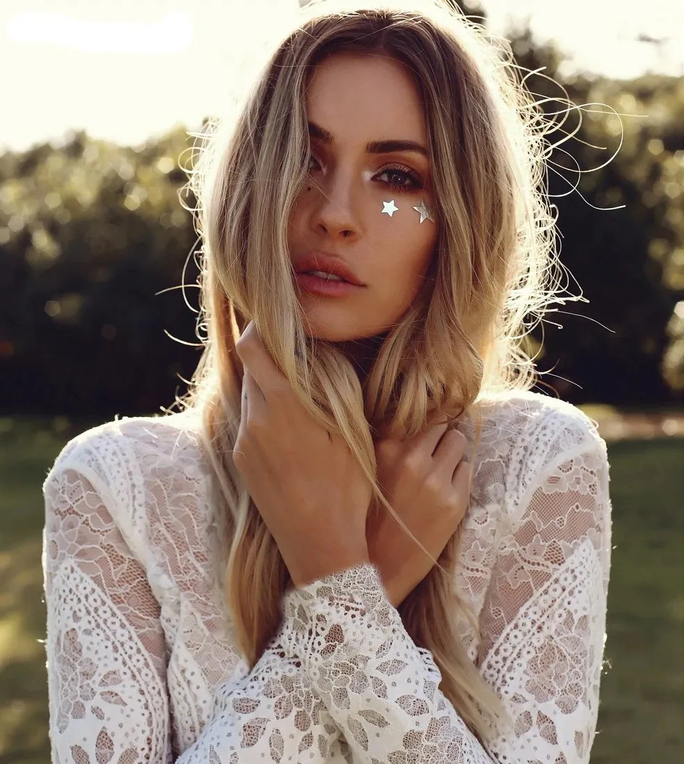 Bohemian Inspired Lace Long Sleeve Ivory Beach Wedding Dress