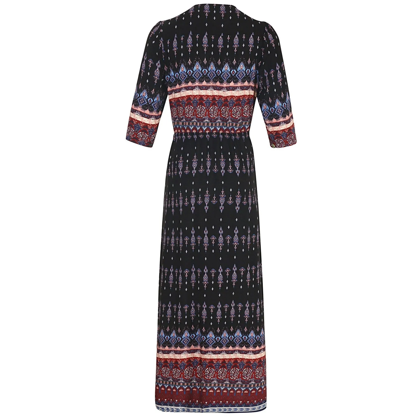 Bohemian Print Dress Beach Skirt V-neck 1/2 Sleeves Plus Size Boho Floral Dresses